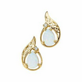 14K Yellow 7x5 Opal & .03 CTW Diamond Round Earrings